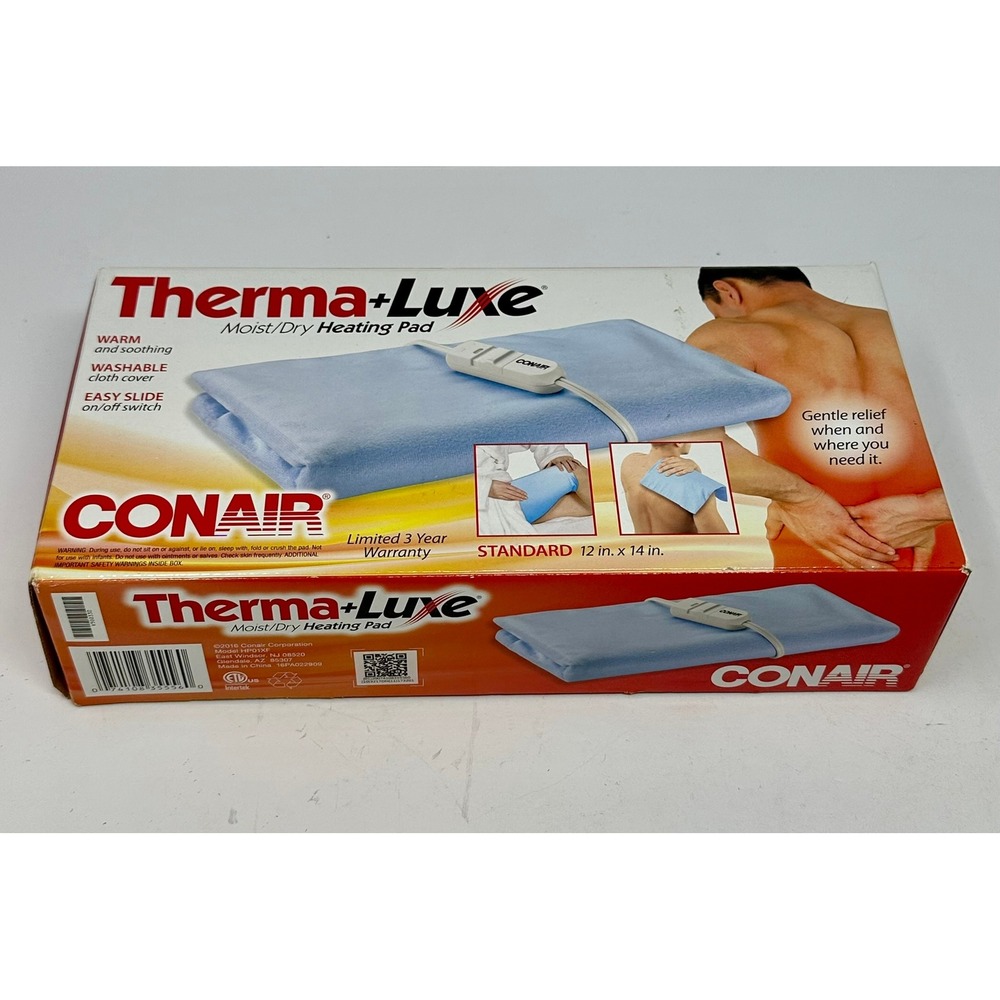 New Conair Therma+Luxe Moist/Dry Heating Pad 12" X 14" Washable New in Box B0